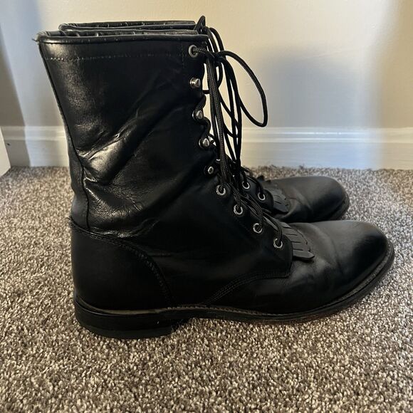 Vintage Justin 506 Black Lace-Up Boots - Picture 4 of 12